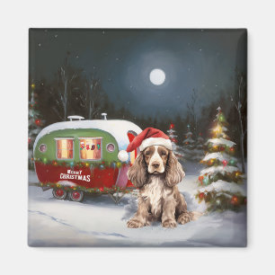 Íman Aventura de Natal do Winter Cocker Spaniel Caravan