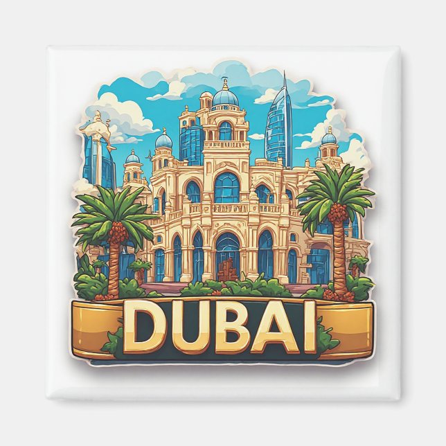 Íman 🧲 Aventura de Viagem Dubai Oriente Médio 🌍 (Frente)