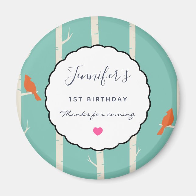 Íman Aves Laranja Retroativas em Obrigados de aniversár (Frente)