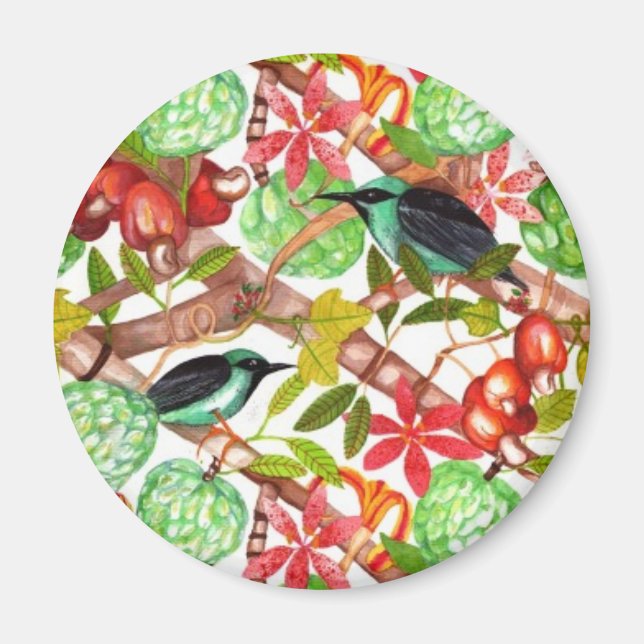 Íman Aves tropicais e Frutas (Frente)