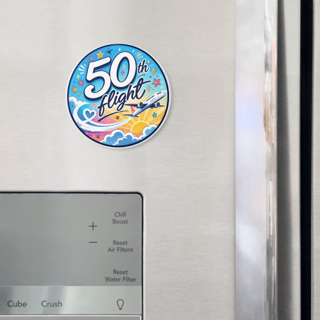 Íman avião de 50º voo colorido souvenir (In Situ (Fridge))