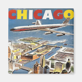 Íman Avião de turismo de viagem de Vintage Retro Chicag