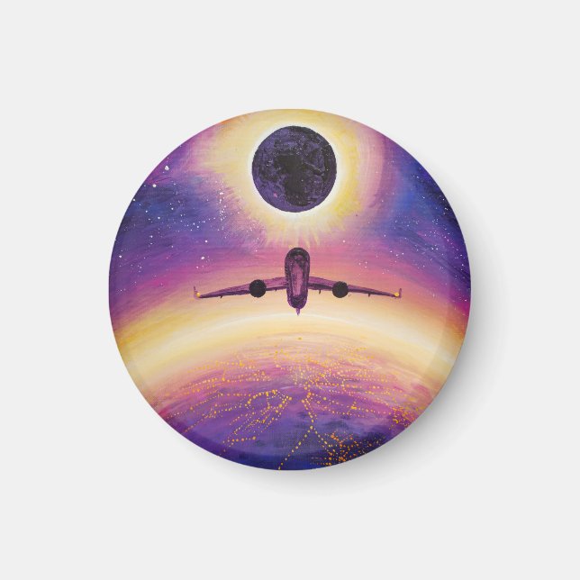 Íman Avião em cidade de voo e eclipse (Frente)