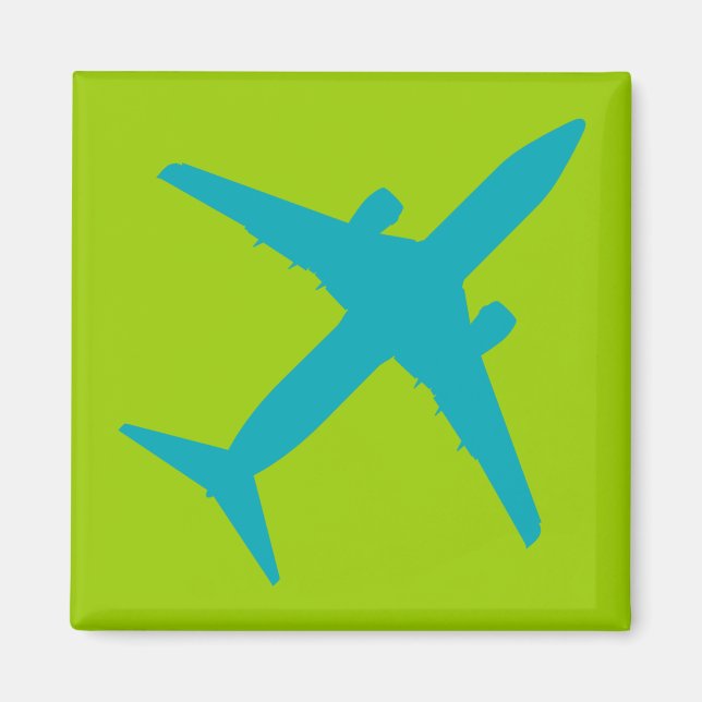 Íman Avião Gráfico em Azul Água (Frente)