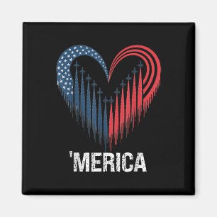 Íman Avião-Jet-Bandeira Americana Coração 4º De Ju