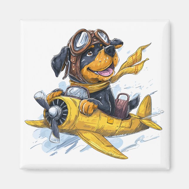 Íman Avião-piloto de cães rottweiler (Frente)