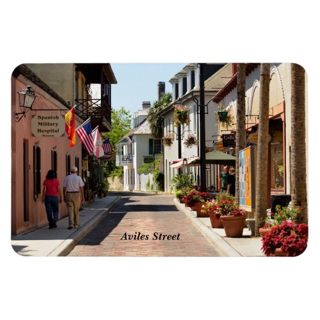 Íman Aviles Street Rua. Augustine, Florida Magnet (Horizontal)