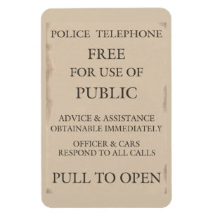 Íman Aviso de Caixa de Telefone Público da Polícia