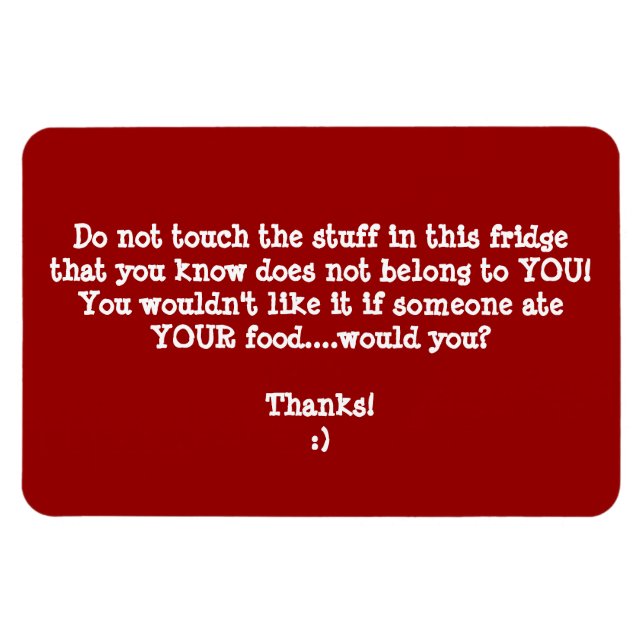 Íman Aviso De Ladrão De Comidas De Fridge - Personalize (Horizontal)