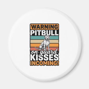 Íman Aviso de Pitbull Beijos a Caminho Design de Cachor