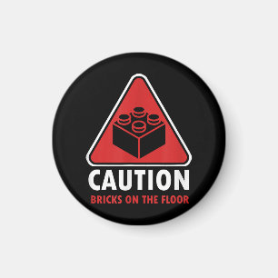 Íman Aviso Engraçado Cuidado Blocos De Construção Tijol