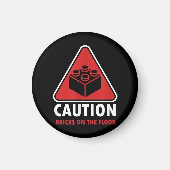 Íman Aviso Engraçado Cuidado Blocos De Construção Tijol (Frente)