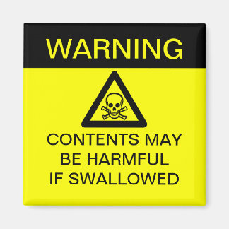 Íman AVISO - Prejudicial se engolido (personalizável!)