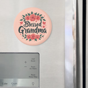 Íman Avó Abençoada Floral Rosas Vintage Tipografia