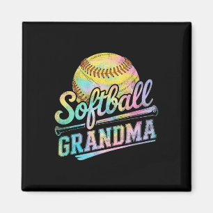 Íman Avó de Softbol Camiseta Tie Dye Amantes de Softbol