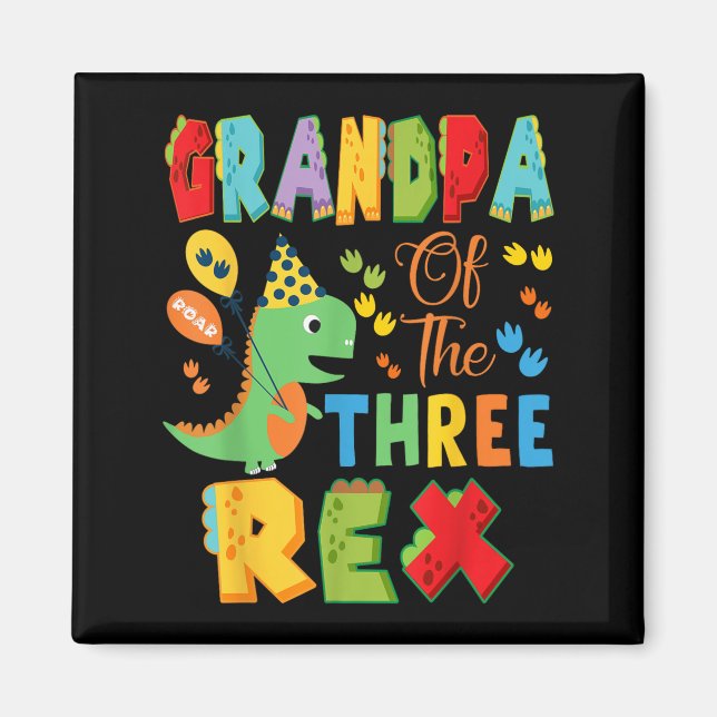 Íman Avô Do Dinossauro Dos Três Rapazes aniversário de  (Frente)