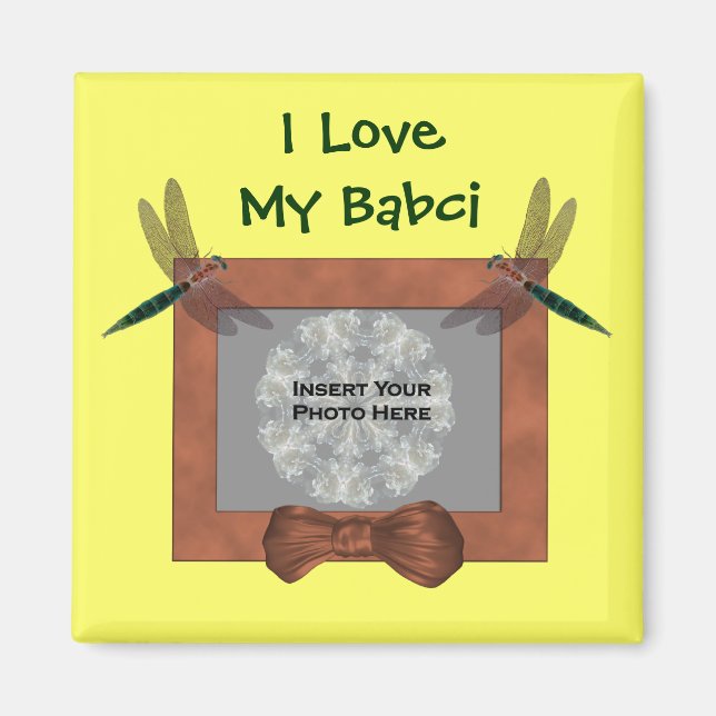 Íman Avó Polonesa Ama Minha Bebê Dragonfly Foto (Frente)