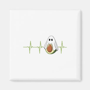 Íman Avocado Heartbeat Halloween Ghost Boocado Vegan Me