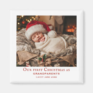 Íman Avós de Vermelho e Branco Primeiro Natal Foto