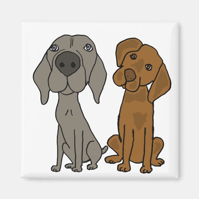 Íman AW- Cartoon Weimaraner e Ponteiro Magnet (Frente)