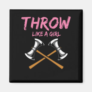 Íman Ax Thrower Girl Woodworking Ax Thorning