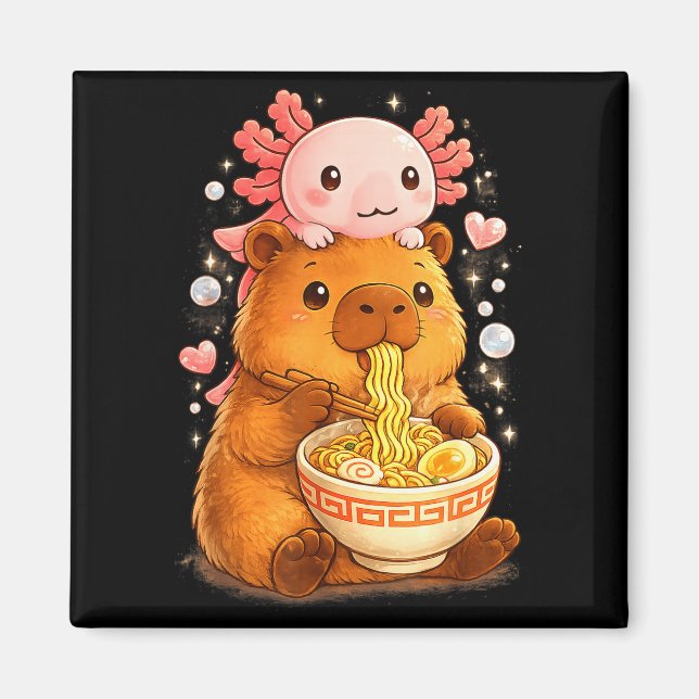 Íman Axolote macaco anime kawaii engraçado e capivara (Frente)