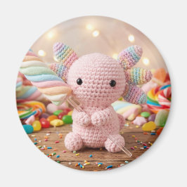 Íman Axolote Rosa Crochê Doce Pastel
