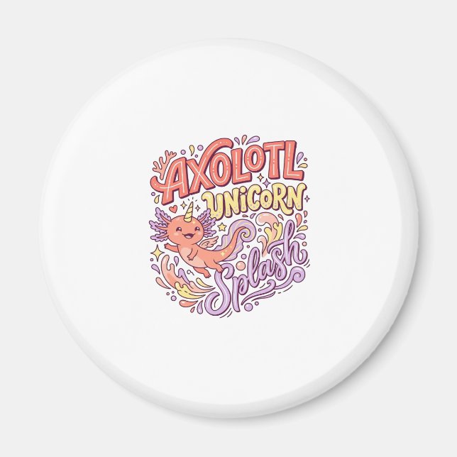 Íman Axolote Unicórnio Splash Caprichoso Branco Bac (Frente)