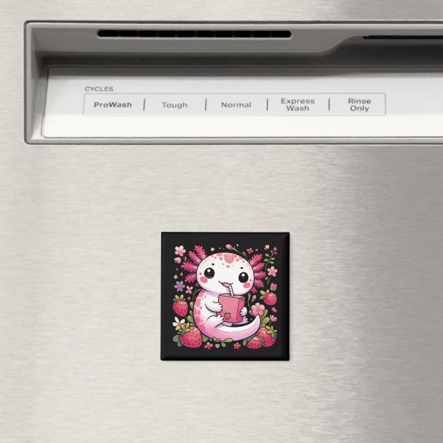 Íman Axolotl Bebendo Japonês Leite de Morango (In Situ (Dishwasher))