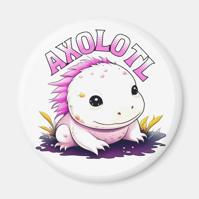 Íman Axolotl branco e rosa (Frente)