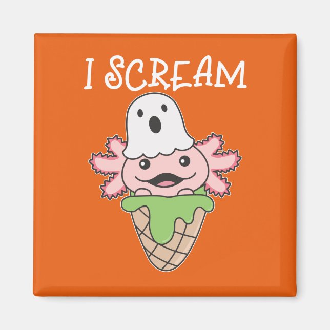 Íman Axolotl Halloween Ghost I Gritar Ice Pun (Frente)