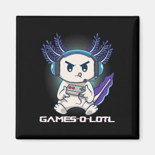 Íman Axolotl Jogando Jogos de Vídeo Console Gamesolotl