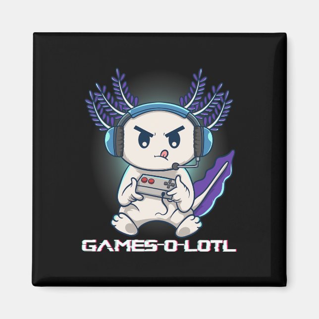 Íman Axolotl Jogando Jogos de Vídeo Console Gamesolotl  (Frente)