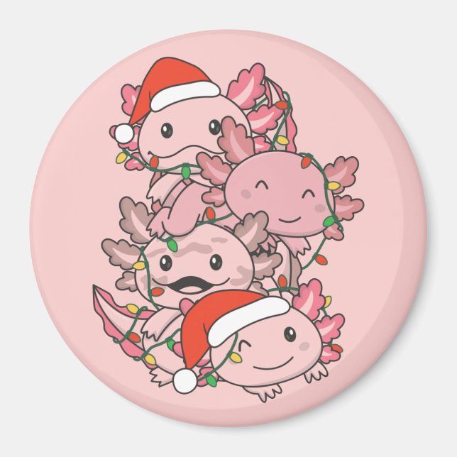 Íman Axolotl Natal Árvore Animais de Natal Axolots (Frente)