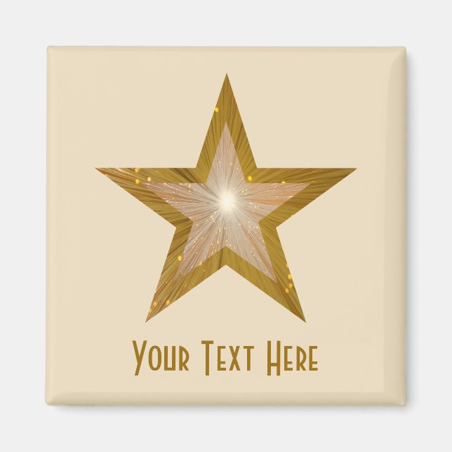 Íman Azar Dourado 'Seu texto' magneta creme (Frente)