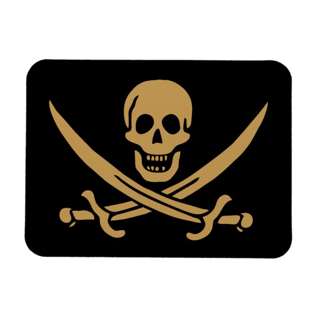 Íman Aztec Dourado Crânio e Cutlass Pirata Calico Jack (Horizontal)