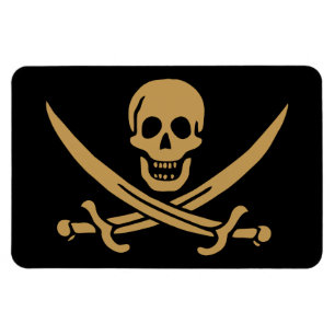Íman Aztec Dourado Crânio e Cutlass Pirata Calico Jack