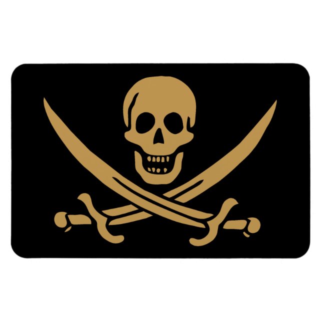 Íman Aztec Dourado Crânio e Cutlass Pirata Calico Jack (Horizontal)