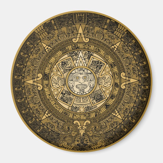 ÍMAN AZTEC SUN STONE CALENDAR DOURADO SÍMBOLO (Frente)