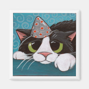 Íman Azuis do aniversário - ímã do gato