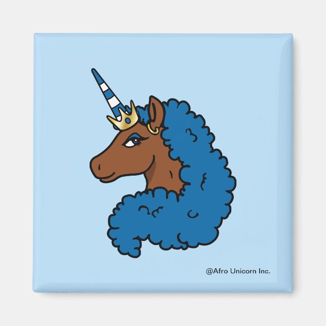 Íman Azul Afro Unicorn (Frente)