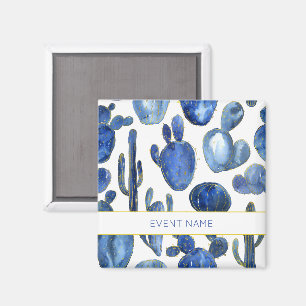 Íman Azul Cactus Art Desert Chic Dourado EVENTO