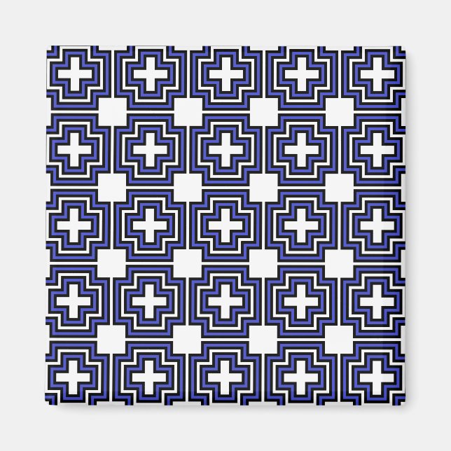 Íman Azul cruzado e quadrado - ímã (Frente)