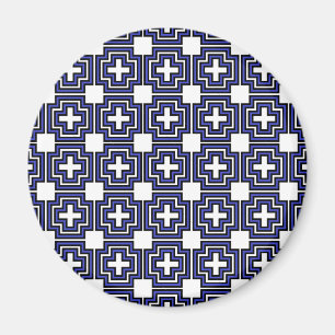 Íman Azul cruzado e quadrado - Magnet (redondo)
