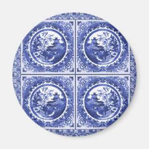 Íman Azul e branco, design do teste padrão do salgueir