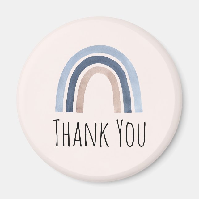 Íman Azul e Pêssego Rainbow Boho Design Obrigado (Frente)