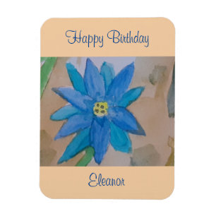 Íman Azul Flor Aniversário