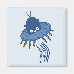 Íman Azul Kawaii Octopus UFO
