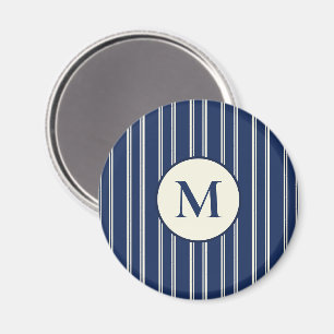 Íman Azul Marinho Bege Quente Listras Clássicas Elegant