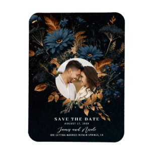 Íman Azul Marinho Escuro Dourado Rústico Glam Boho Salv